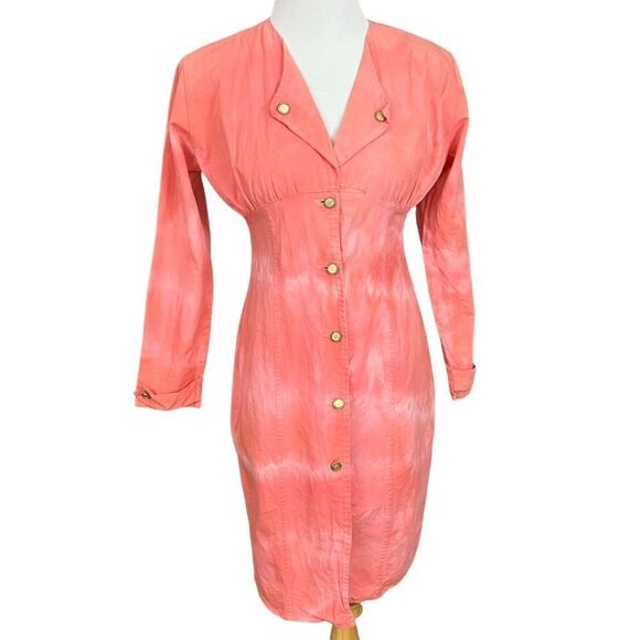 Vintage 70’s does 40’s DIY Peach TieDye Wiggle Dress S - Picture 1 of 13